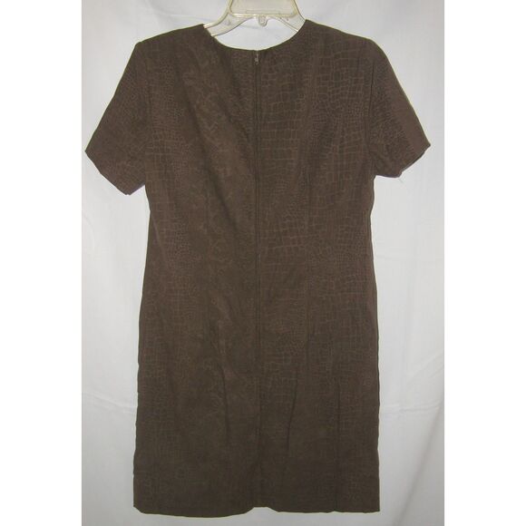 Dark Olive Green Snake Print Sz 8 Petite Soft Faux Suede Sheath Dress SAG HARBOR - Picture 3 of 4